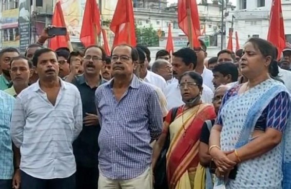Bhati Abhaynagar vandalism case: CPI-M gheroaed Agartala West PS demanding arrest of BJP miscreants Bhati Abhaynagar vandalism case: CPI-M gheroaed Agartala West PS demanding arrest of BJP miscreants